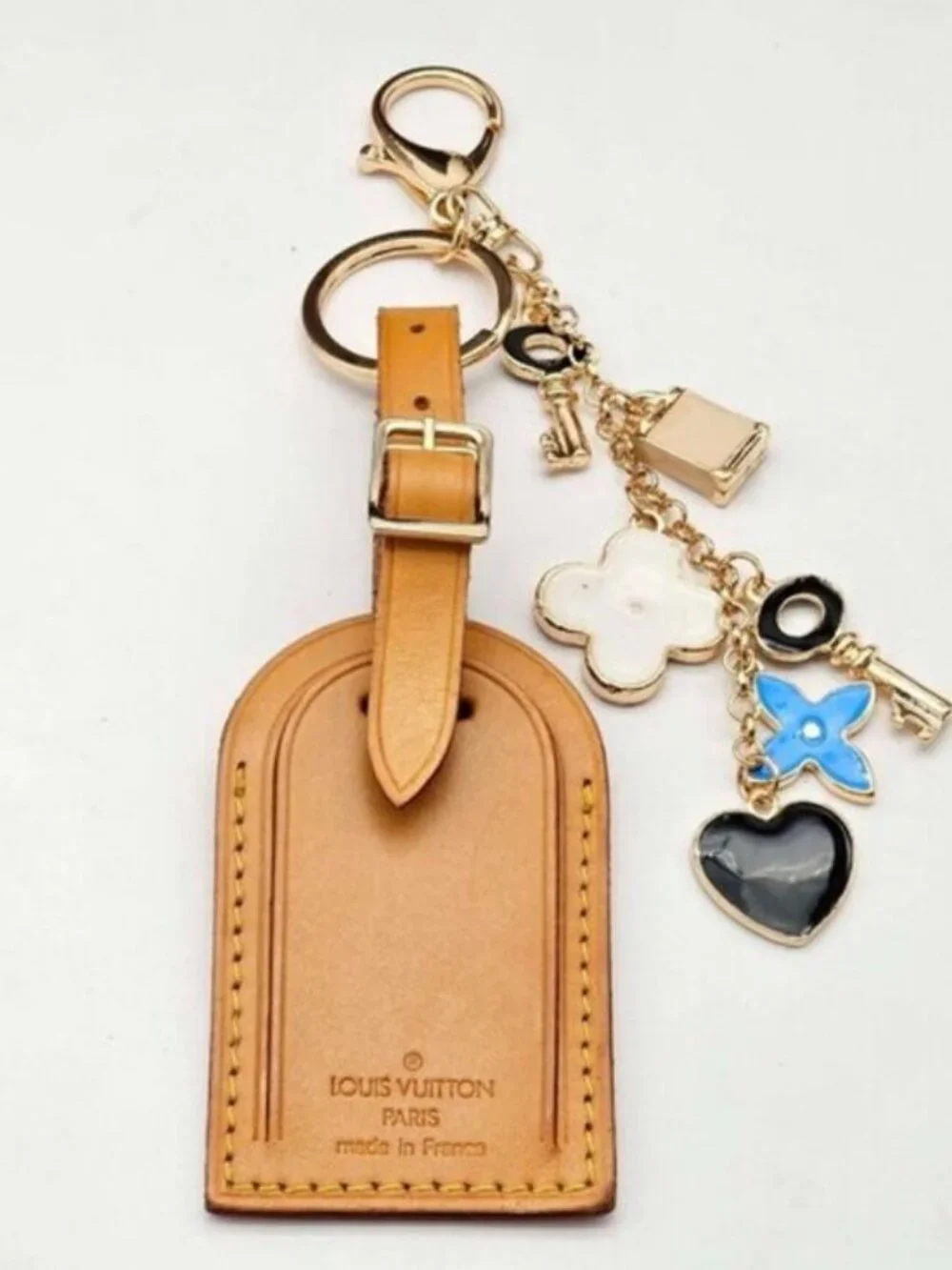 Authentic Louis Vuitton Luggage Tag with Unbranded Keycharm, Keychain